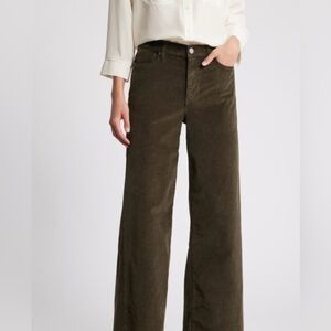 Frame Denin Le Slim Palazzo courderoy Pants- Dark Green